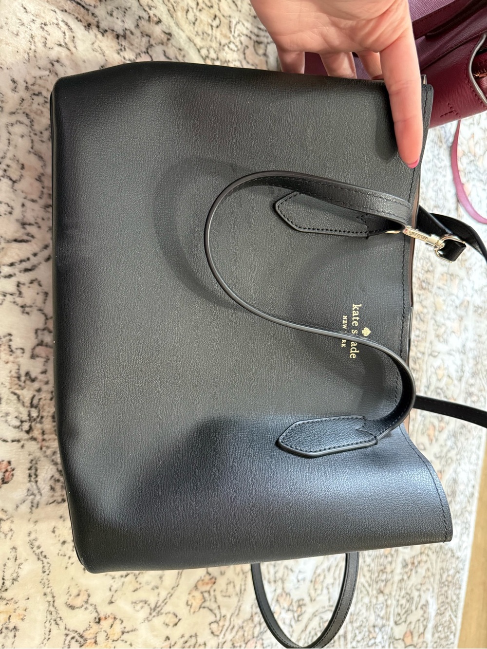kate spade Black Leather Tote Bag Medium Harper Satchel